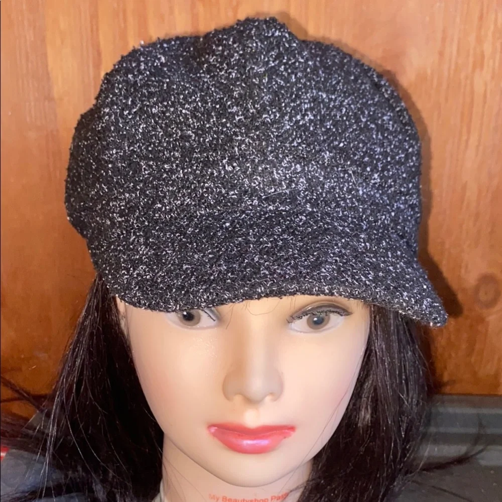 Newsboy Black/Gray Cap-Unisex Adjustable Stretch Band Size OS